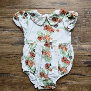 Kate Quinn Hibiscus Bubble Romper 3-6 Bamboo